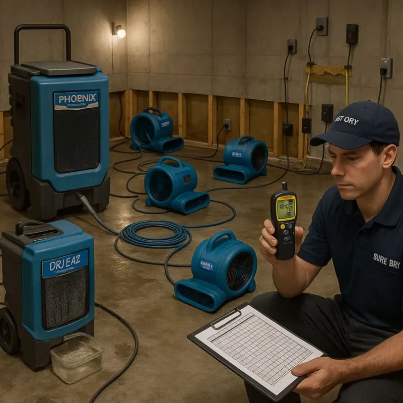Structural Drying and Dehumidification process in Nellis Air Force Base, NV
